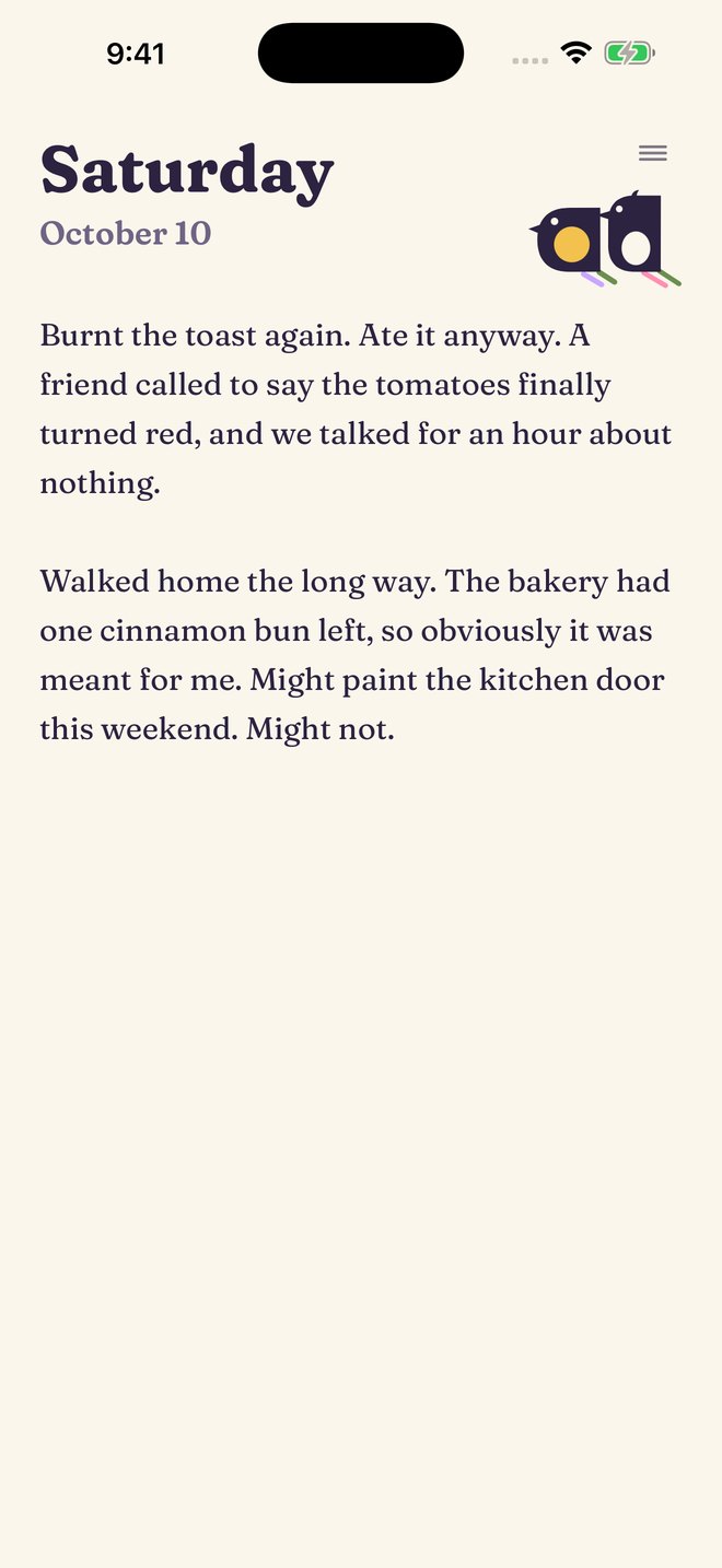 Today's page in Daymint, with a few lines written.